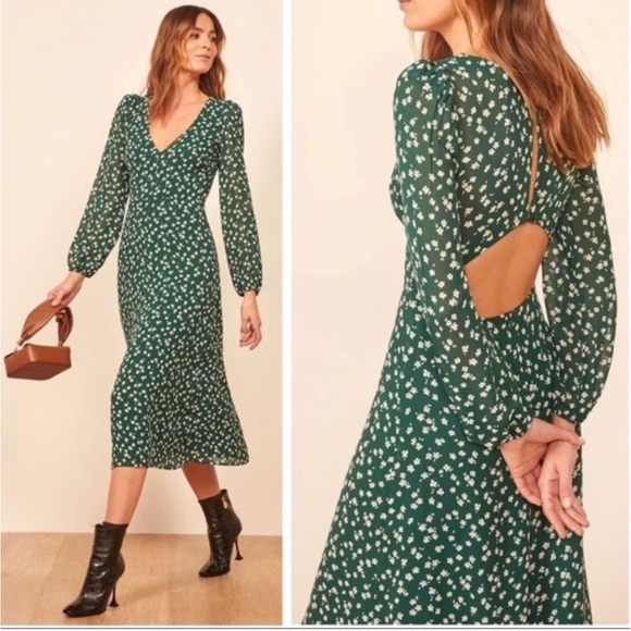 Reformation Dresses & Skirts - REFORMATION Joy Dress Annette Print Green White Ditsy Floral Open Back Women's 0